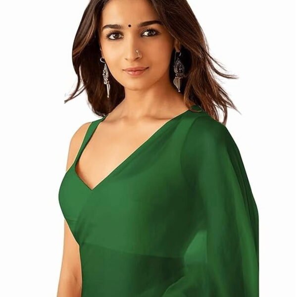 Sidhidata Women's Plain Pure Georgette Saree With Unstitched Blouse Piece