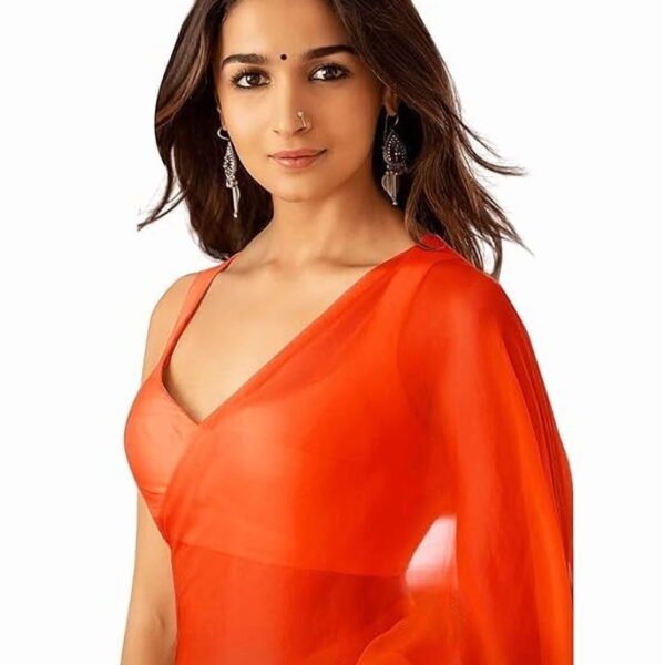 Sidhidata Women's Plain Pure Georgette Saree With Unstitched Blouse Piece