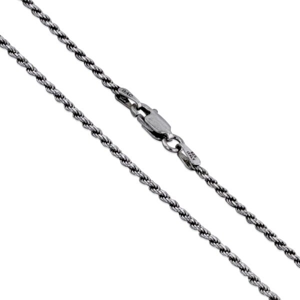 Sterling Silver Diamond-Cut Oxidized Rope Chain 1.7mm 925 Antiqued Necklace 20" Jewelry Female