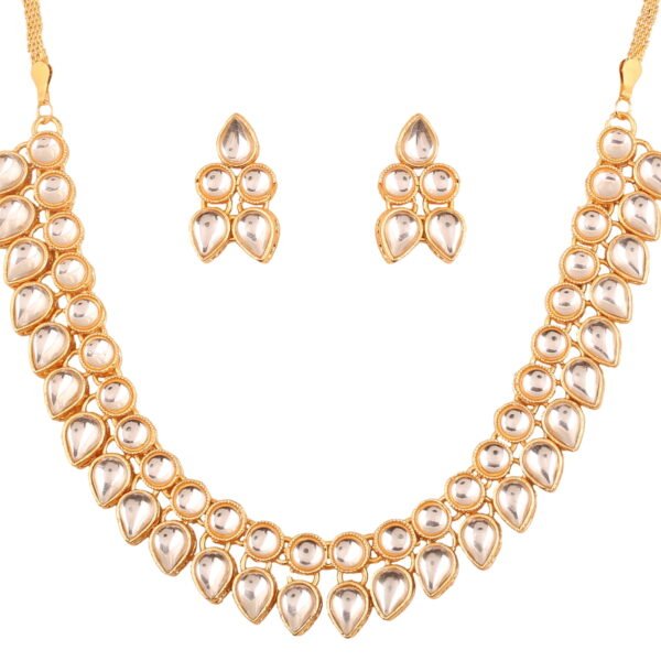 Sunsoul By Touchstone Indian Handcrafted Mughal Kundan Look Jewelry Gold Tone Necklace Set For Women