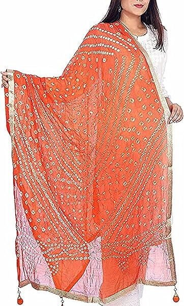 Tapara Silk Bandhani Bandhej Dupatta for Women, Heavy Dupatta