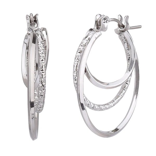 Time and Tru Adult Women's Silver Tone Twist Metal Hoop Earring