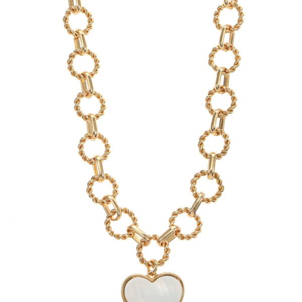 Time and Tru Women's Gold Tone Mother of Pearl Heart Statement Necklace