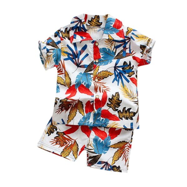 Toddler Boys Outfits Ethnic Print Short Sleeved Shirt and Shorts Suit Summer Clothes Sets