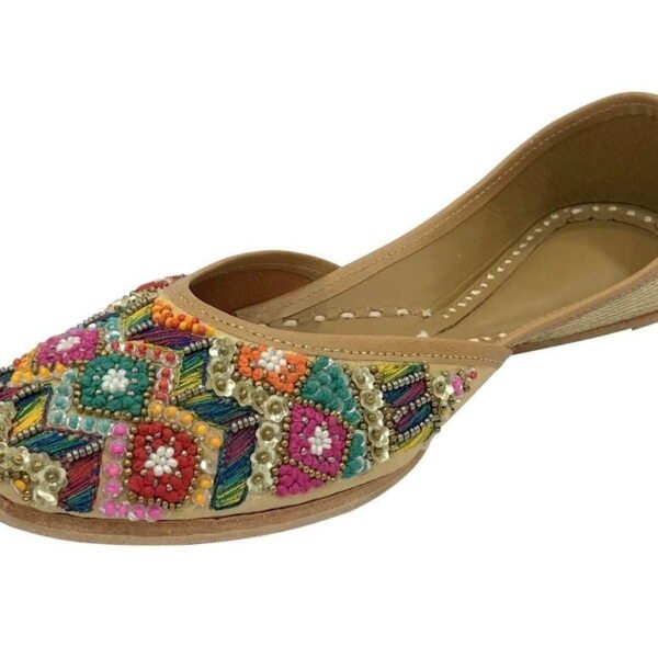 Women Punjabi Juti Handmade Traditional Wedding Ethnic Shoes Flat Mojari Bridal Soft Juttis US 6 / EURO 36