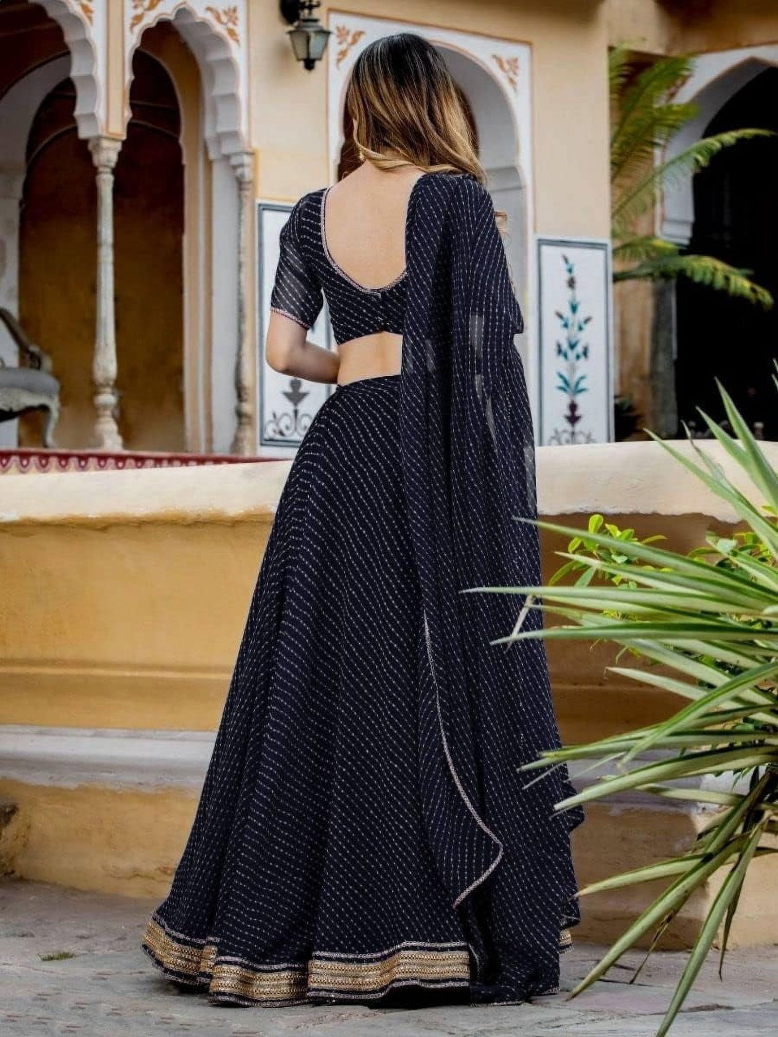 Reception Party Wear Indian Pakistani Designer Alia Bhatt Style Lengha Choli ( Black, XS - 36 ) - Image 5