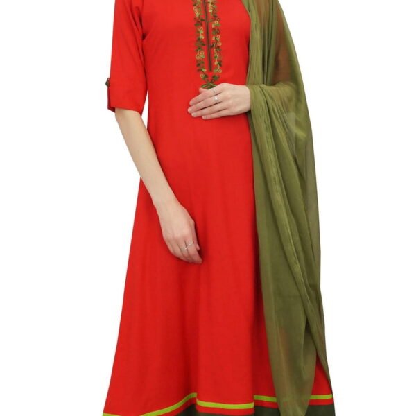 Atasi Womens Readymade Straight Kurta With Net Dupatta Ethnic Salwaar Suit Dress