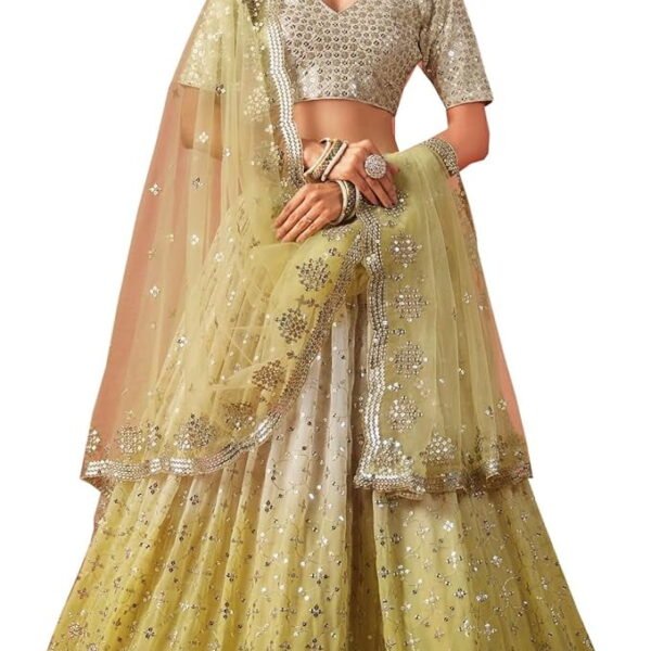 Bollywood Style Stitched Heavy Sequins Embroidery Work Pastel Party Wear Lehenga Choli ( Yellow, XXS - 34 )