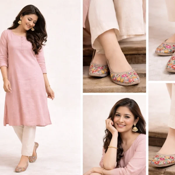 Casual Women Jutties Shoes Punjabi Indian Leather Mojaries Flip-Flops US 5.5