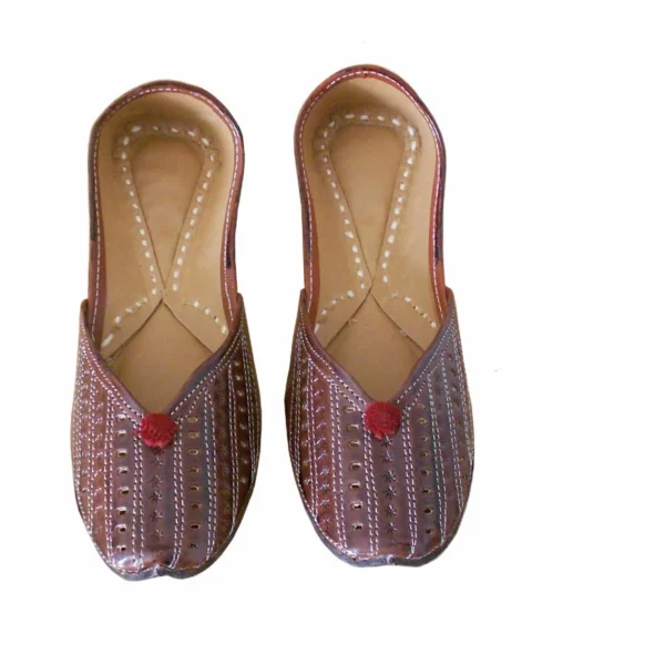 Casual Women Jutties Shoes Punjabi Indian Leather Mojaries Flip-Flops US 5