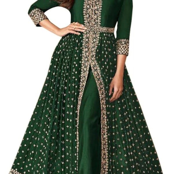 Designer Indian Slit Full Flared Anarkali Gown Suits Pakistani Salwar Kameez Dress ( Green, 4XL - 50 )