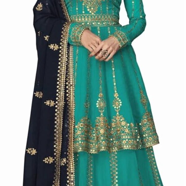 Designerharsha Women Pakistani Anarkali Dress, Lehenga Style Salwar Kameez with Dupatta, Party Wear Outfit