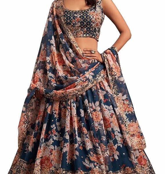 Designerharsha Women's Embroidery Lehenga Choli Indian Semi Stitched Lengha Choli Pakistani Party Wear Ghaghra Women