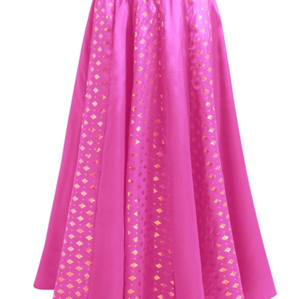 Doomiva Kids Girls Indian Lehenga Elastic Waist Maxi Satin Skirt Traditional Wedding Party Wear Hot Pink 10