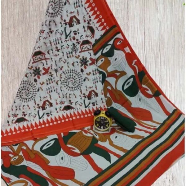 ENTELLUS | Pure Cotton Mulmul Saree Block Print