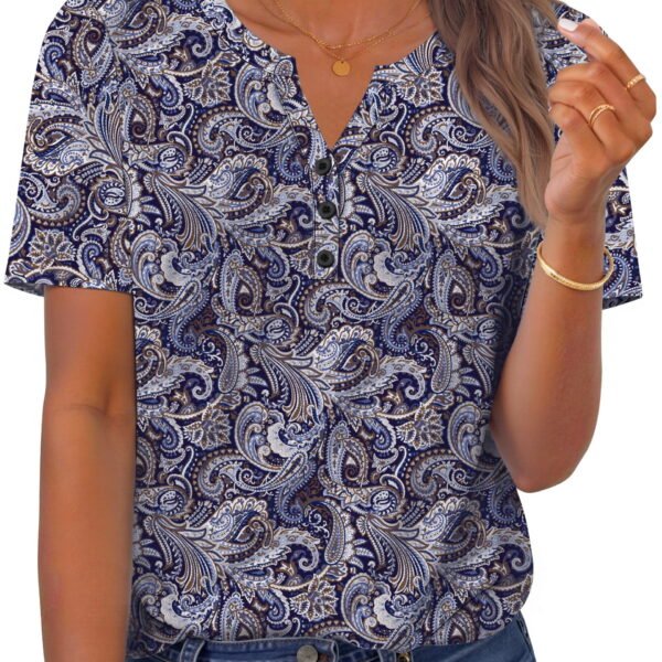 Fantaslook Womens Blouses Dressy Casual Tops Summer Short Sleeve V Neck Shirts Business Work Blouses
