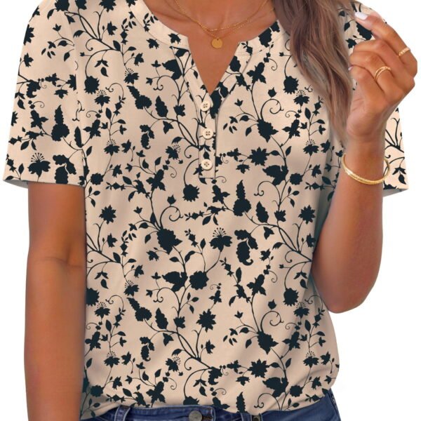 Fantaslook Womens Blouses Dressy Casual Tops Summer Short Sleeve V Neck Shirts Business Work Blouses