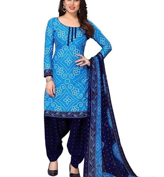 Indian Punjabi Style Crepe Patiala Salwar Suit With Dupatta For Women Ready To wear