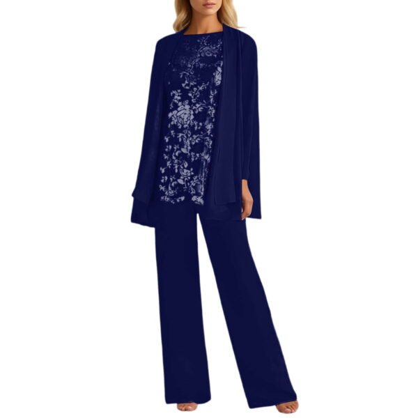 Letdown 3 Pieces Mother of The Bride Pant Suits for Wedding Chiffon Formal Pantsuits for Women Evening Party with Jacket