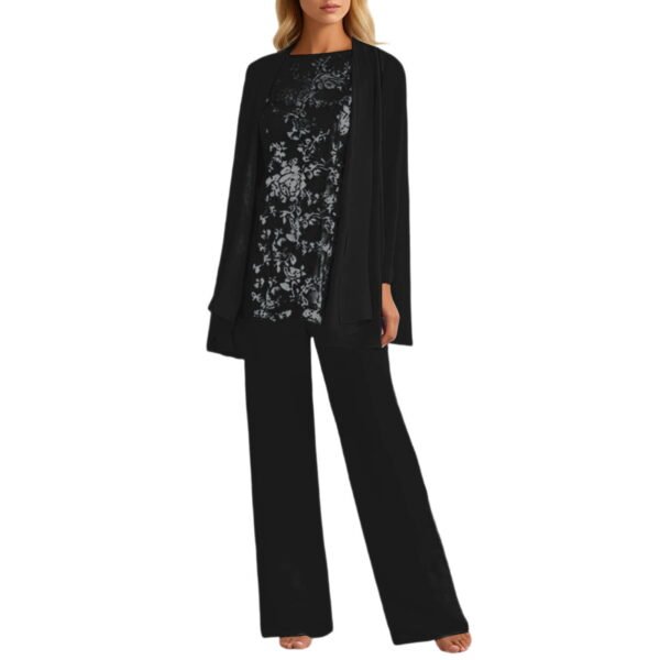 Letdown 3 Pieces Mother of The Bride Pant Suits for Wedding Chiffon Formal Pantsuits for Women Evening Party with Jacket