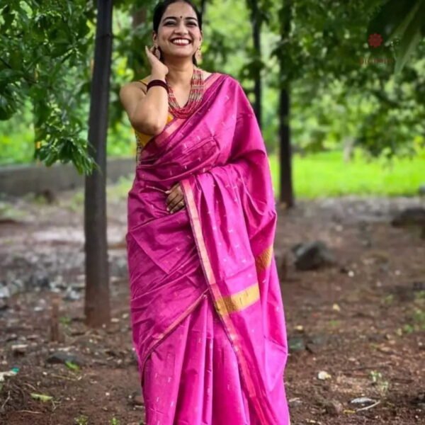 Magenta Pink Cotton Silk Woven Maheshwari Saree