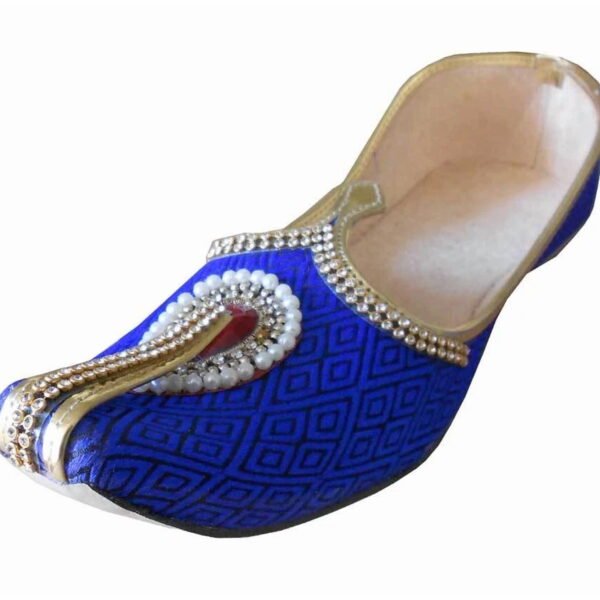 Men Handmade Shoes Indian Mojaries Loafers Jutties Blue Leather Loafers US 6-11