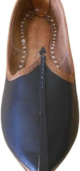 Men Shoes Indian Handmade Slip-On Leather Jutties Black Khussa Mojaries US 9