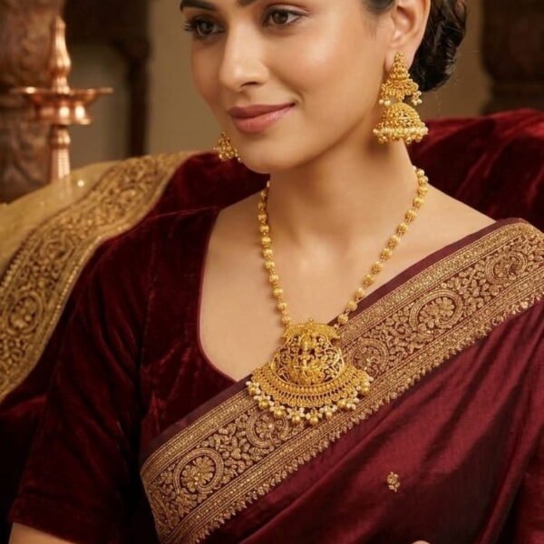 Monta LuxeX Ananta Padma Temple Necklace Set Traditional Gold Plated Ethnic Bridal Jewelry