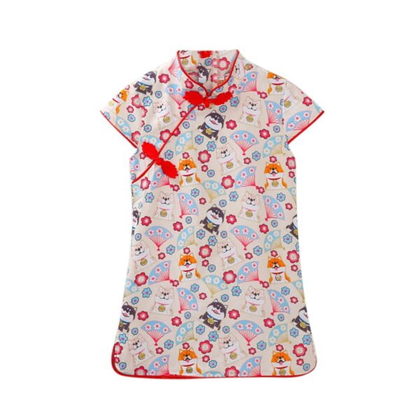 Otqutp Baby Girls Sleeveless Plaid Qipao Chinese 𝗦tyle Traditional Ethnic Cheongsam Dress Toddler Retro Buckle Clothes Outfit