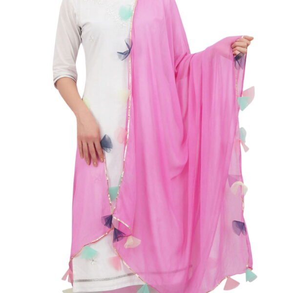 Phagun Chiffon Dupatta Indian Long Stole Throw Tassel Neck Wrap Chunni-Light Pink