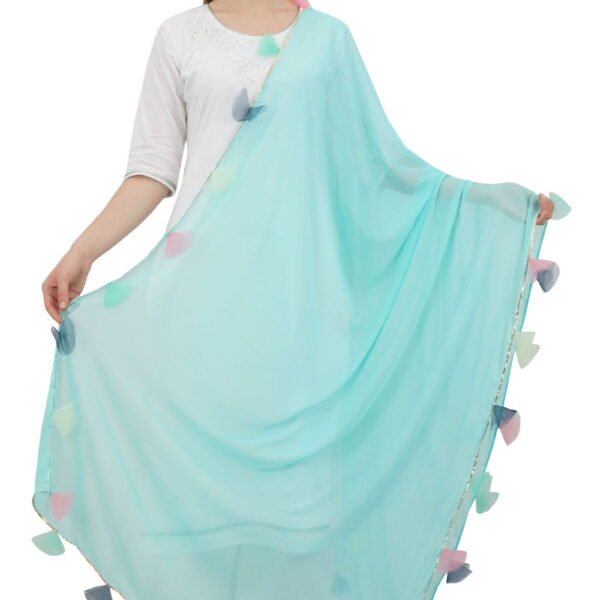 Phagun Chiffon Dupatta Indian Long Stole Throw Tassel Neck Wrap Chunni-Mint