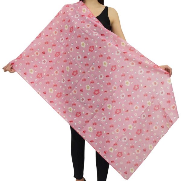 Phagun Cotton Voile Floral Print Scarf Dupatta Women Neck Wrap Long Stole-Baby Pink