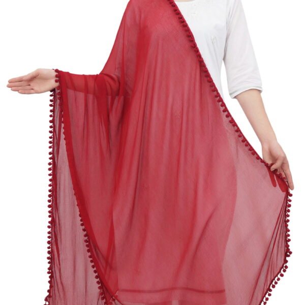 Phagun Indian Women Chiffon Dupatta Neck Wrap Long Stole Scarves Chunni-Maroon