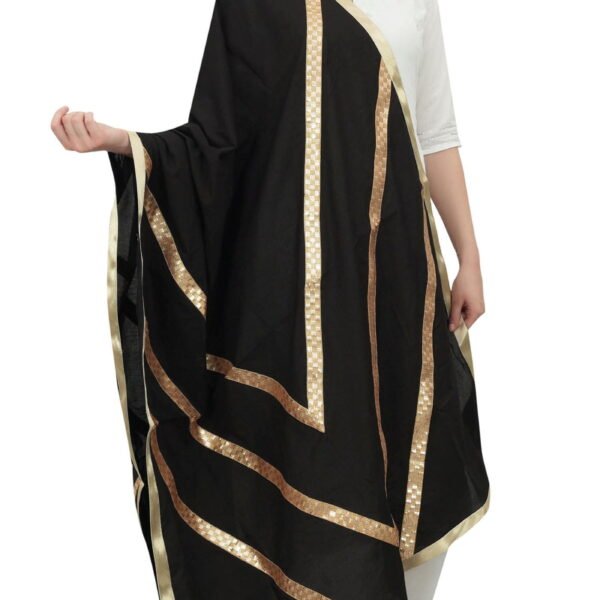 Phagun Indian Women's Designer Chunni Cotton Dupatta Ethnic Stole Scarves-Black