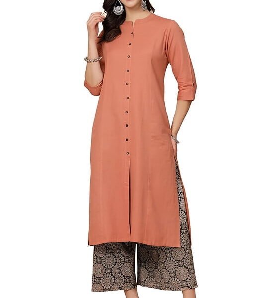 Pistaa's Women's Cotton Solid Readymade Salwar Suit Set - Indian Ethnic Traditional Wear Kurta Set