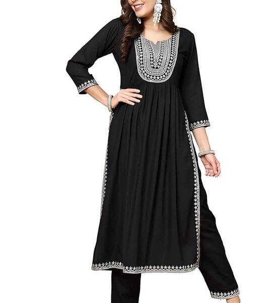 Pistaa's Women's Viscose Solid Suit Set - Indian Ethnic Traditional Wear Kurta Set