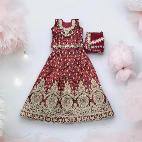 Traditional Girls Lehenga Choli Set, Cultural Wear for Kids,023