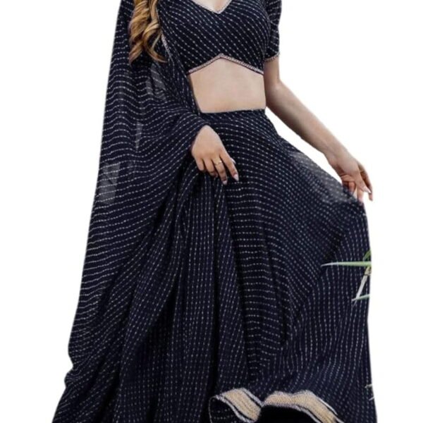 Reception Party Wear Indian Pakistani Designer Alia Bhatt Style Lengha Choli ( Black, XS - 36 )