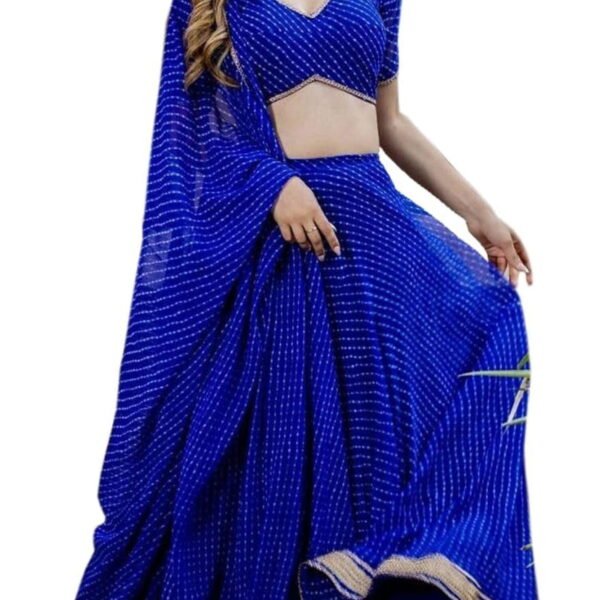 Reception Party Wear Indian Pakistani Designer Alia Bhatt Style Lengha Choli ( Blue, M - 40 )