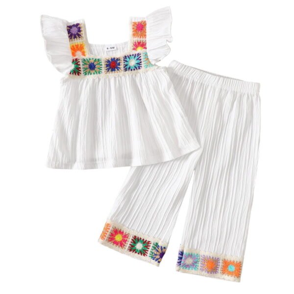 Tiijoy Baby Girls Summer Outfits Ethnic Style Sleeveless Shirt Pants Set, Sizes 6M-3T
