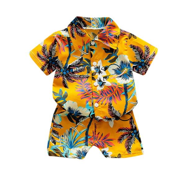 Toddler Boys Beach Outfit Sets Hawaii Short Sleeve Button-Up Shirt and Shorts Clothes Set