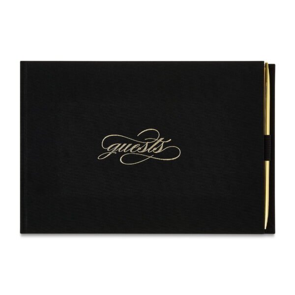 Wedding Guest Book and Pen, Black, 9.75" x 6.25", by Way To Celebrate