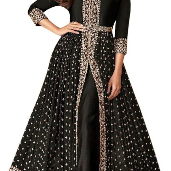 Wedding Wear Pakistani Designer Salwar Kameez Suits Indian Anarkali Gown Dress ( Black, 5XL - 52 )