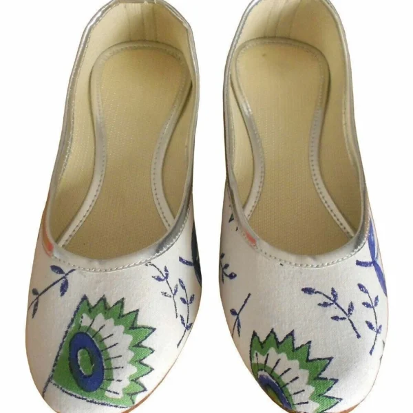 Women Shoes Leather Jutties Handmade Indian Loafers Mojaries White US 5