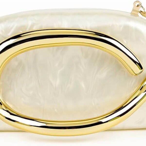 Women’s Acrylic Box Clutch Purse Evening Bag with Metal Handle Shoulder and Crossbody Handbag
