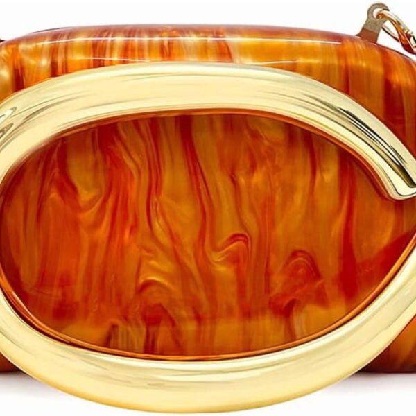 Women’s Acrylic Box Clutch Purse Evening Bag with Metal Handle Shoulder and Crossbody Handbag