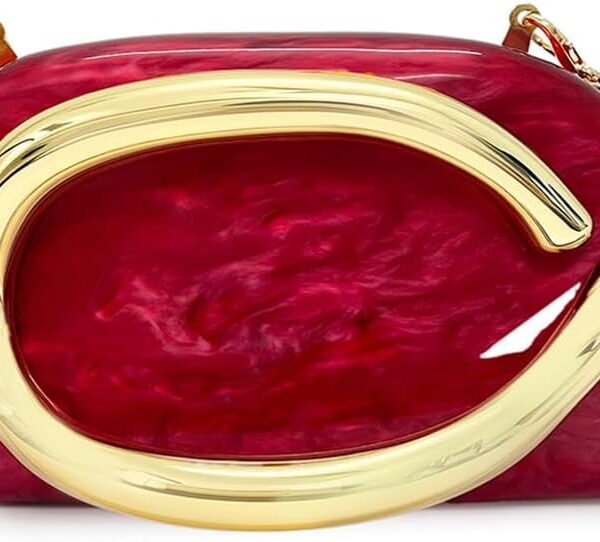 Women’s Acrylic Box Clutch Purse Evening Bag with Metal Handle Shoulder and Crossbody Handbag