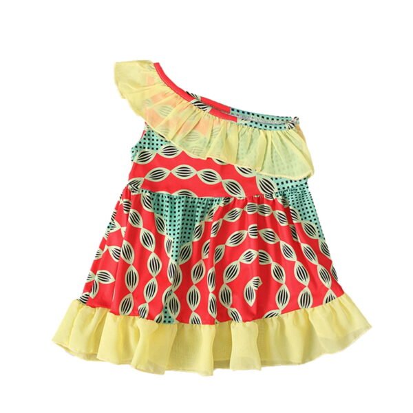 YunPes African Sloping Shoulder Sleeveless Dress for Toddler Girls Kids Baby Ethnic Print Bohemian Backless Ruffle Dress