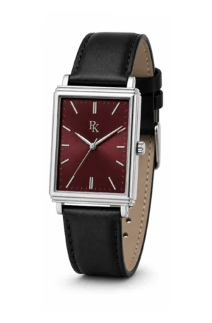 Desiyaaro Deco 32mm Burgundy Leather Square Watch