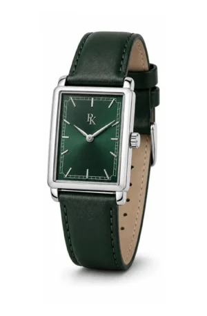 Desiyaaro Deco 32mm Emerald Silver Square Watch